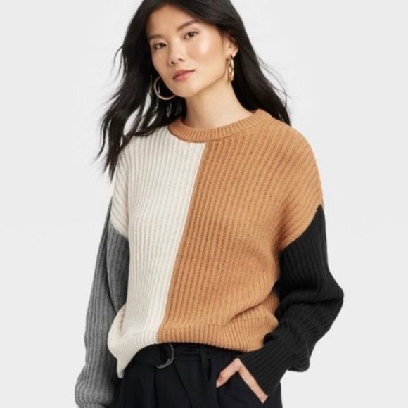 A New Day Brown and Black Crew Neck Sweater - Picture 1 of 5